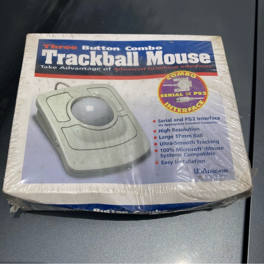 NOS - USA Identity Systems 3 Button Trackball Mouse Model IDTRKBALL.C Vintage